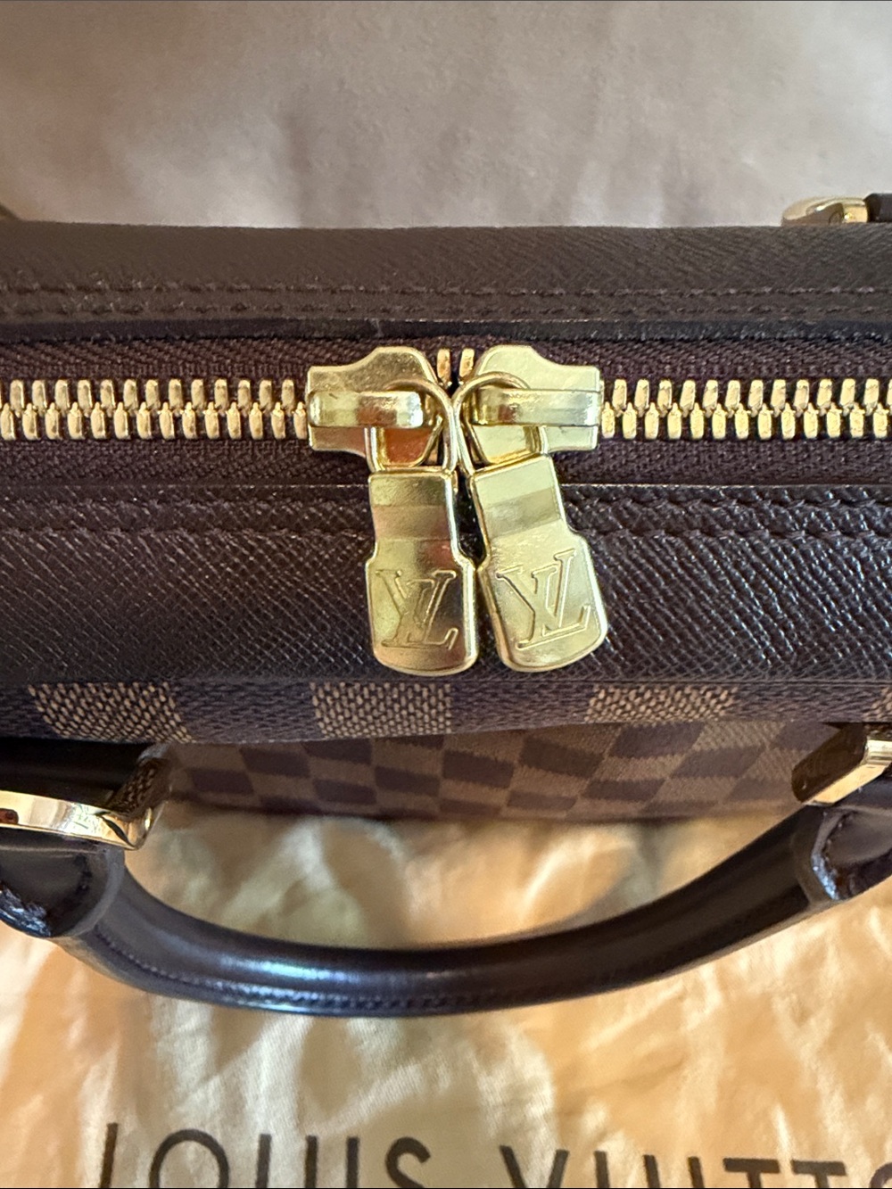 EUC Louis Vuitton Damier Ebene Brera Bag with Dust bag, unbranded leather strap - Picture 9 of 16